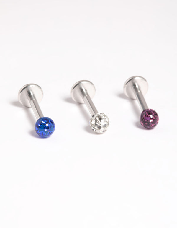 Platinum Plated Titanium Threadless Crystal Pave Flat Back Pack