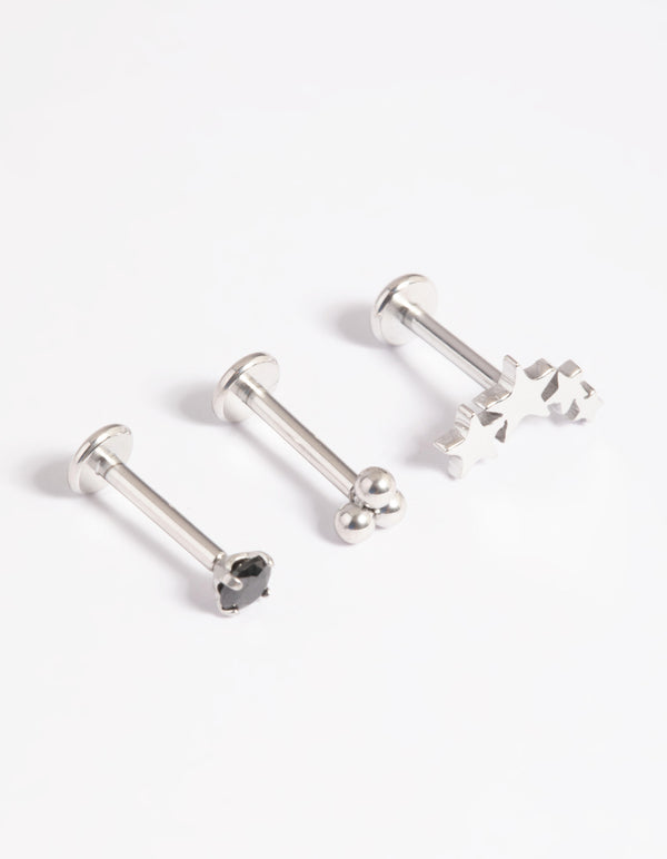 Platinum Plated Titanium Threadless Star Flat Back Pack