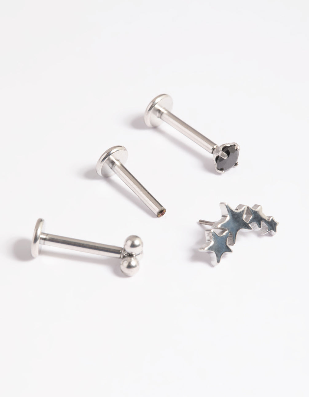 Platinum Plated Titanium Threadless Star Flat Back Pack