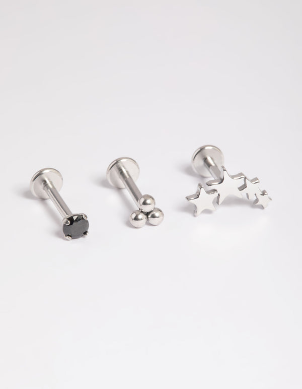 Platinum Plated Titanium Threadless Star Flat Back Pack