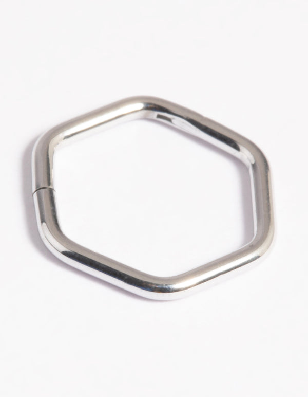 Platinum Plated Titanium Hexagon Clicker Ring