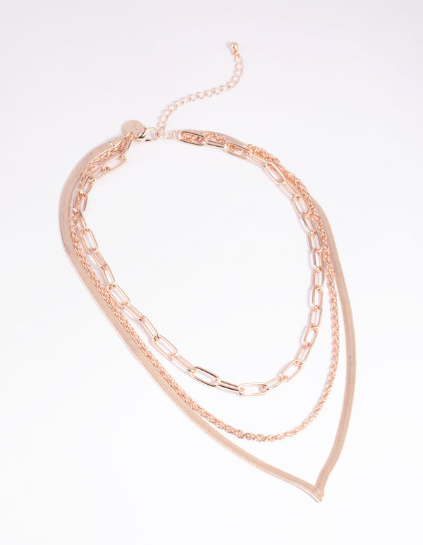Rose Gold Chain Layered Necklace