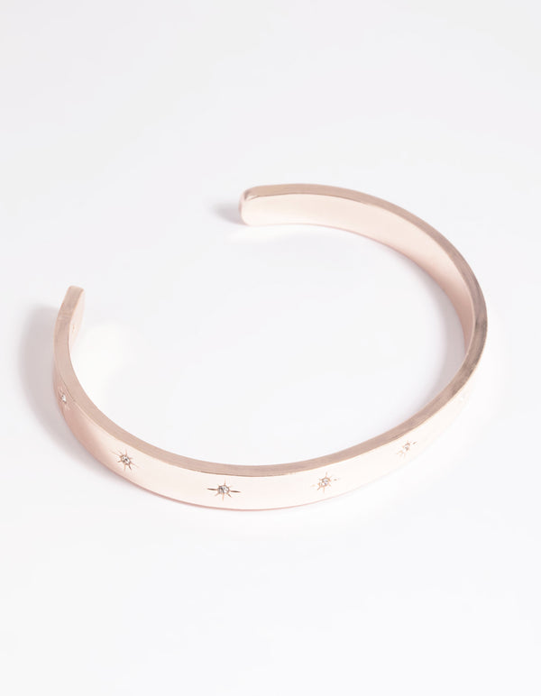 Rose Gold Diamante Star Cuff Bracelet