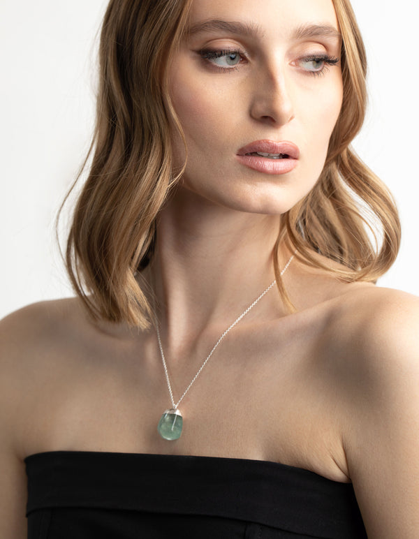 Silver Plated Green Fluorite Necklace