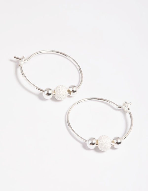 Sterling Silver Ball Hoop Earrings