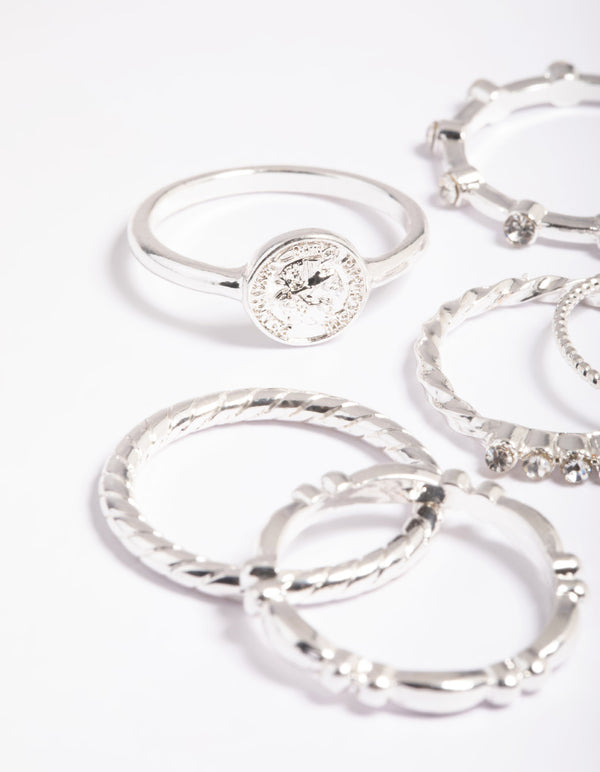Silver Mini Coin Rings 6-Pack