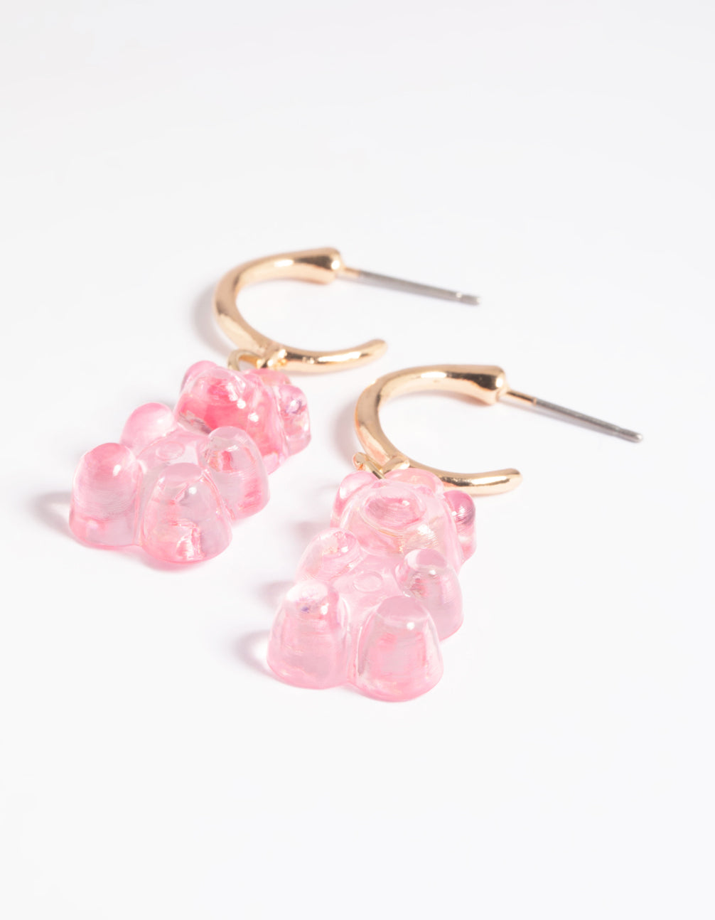 Pink Cute Bear Huggie Hoop Earrings