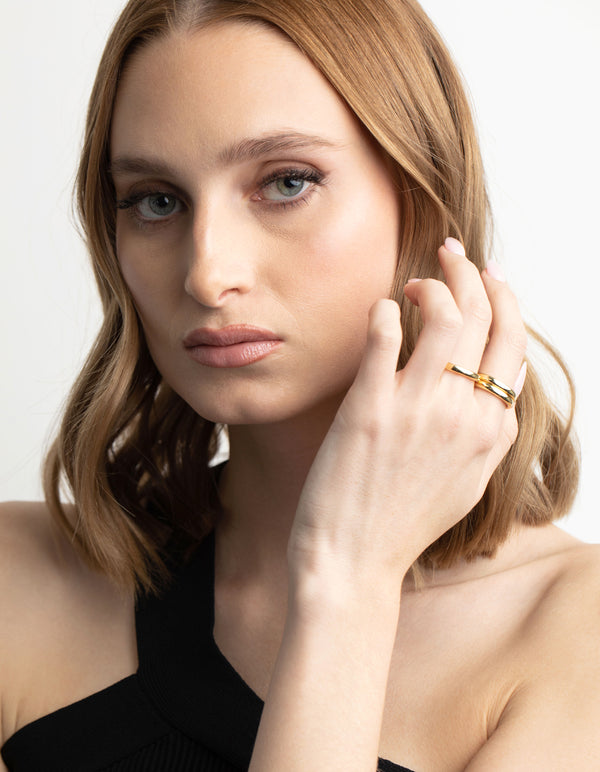 Gold Plated Triple Band Ring