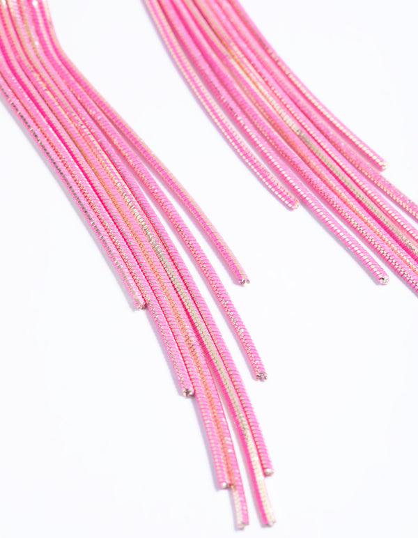 Pink Waterfall Chain Drop Earrings