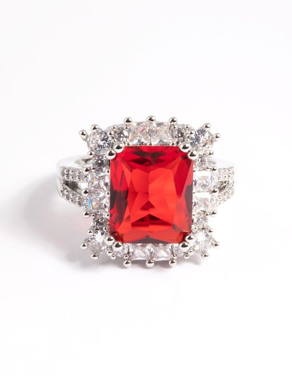 Ruby Cubic Zirconia Asscher Ring