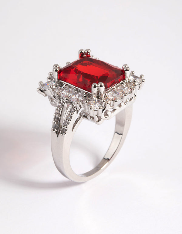 Ruby Cubic Zirconia Asscher Ring