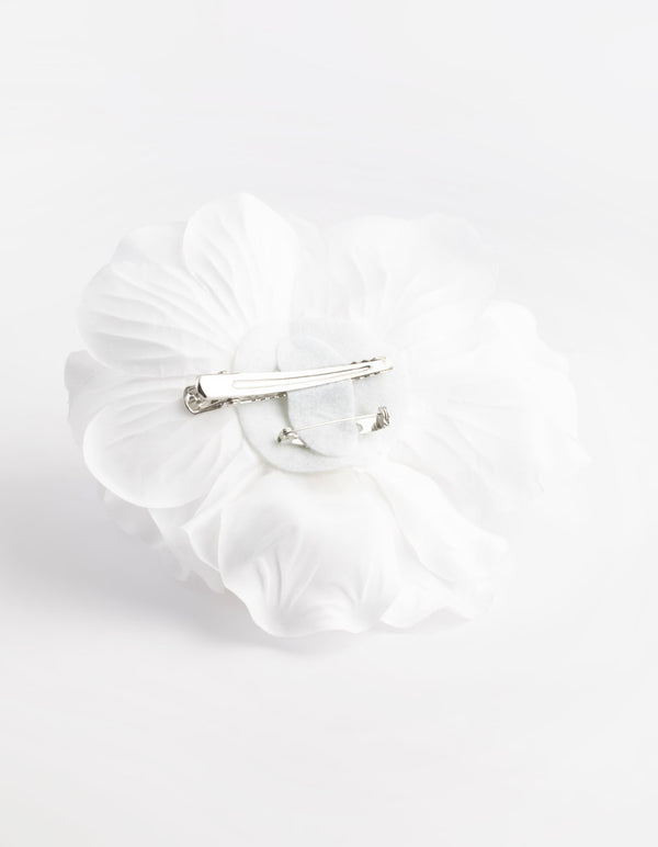 White Trio Rose Large Corsage Clip