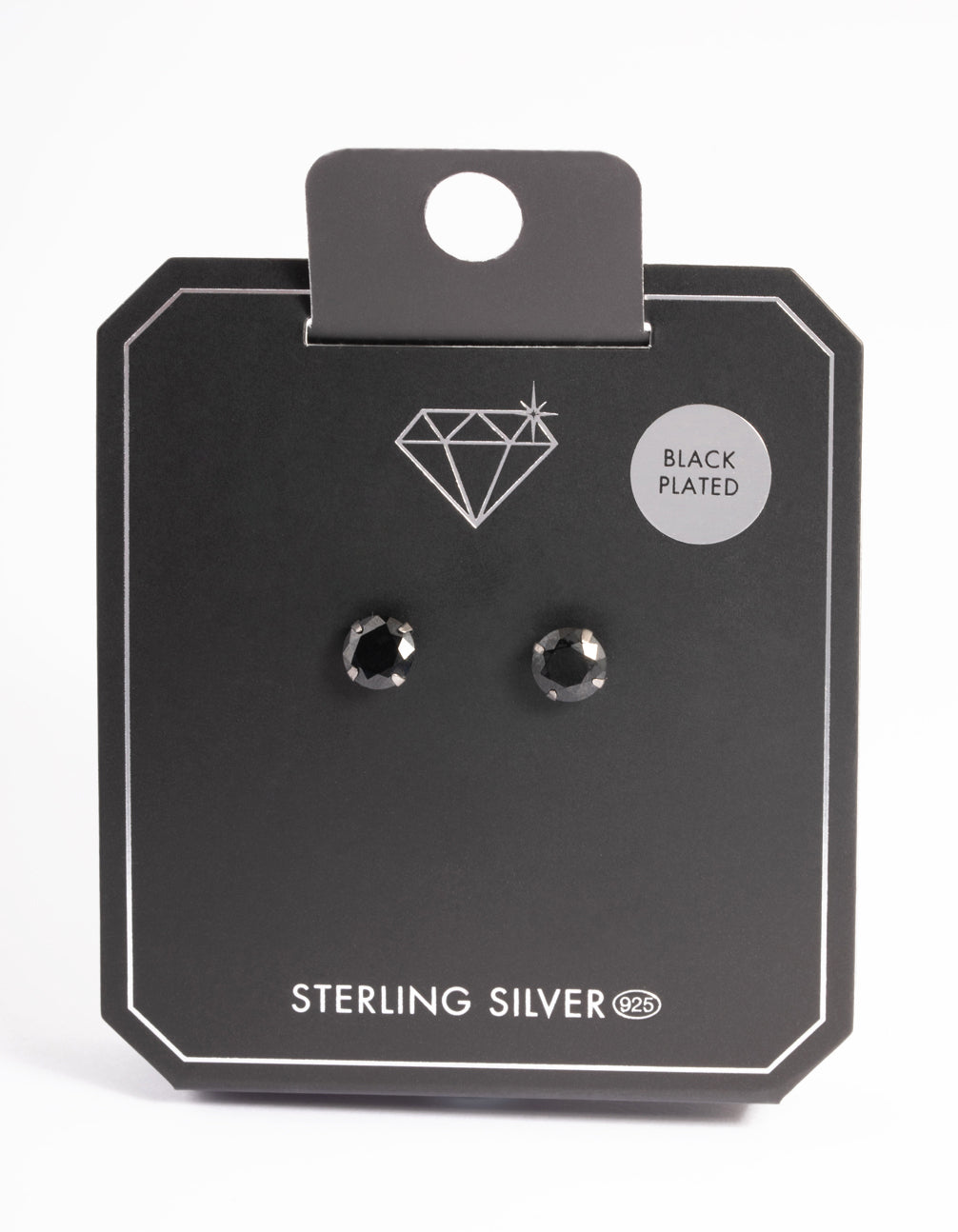 Ruthenium Plated Sterling Silver 1 CT Cubic Zirconia Studs
