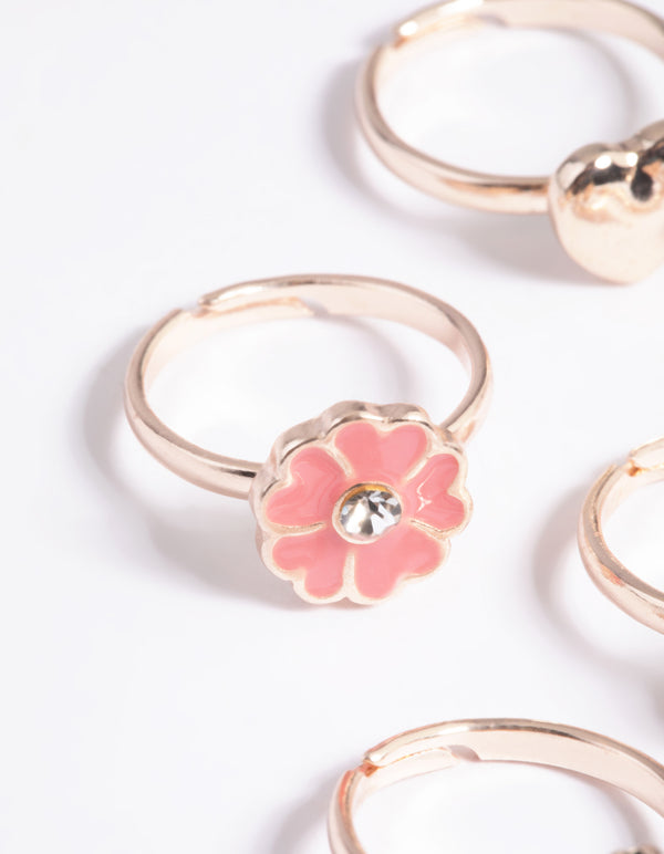 Kids Pink Sweet Ladybug Ring 6-Pack