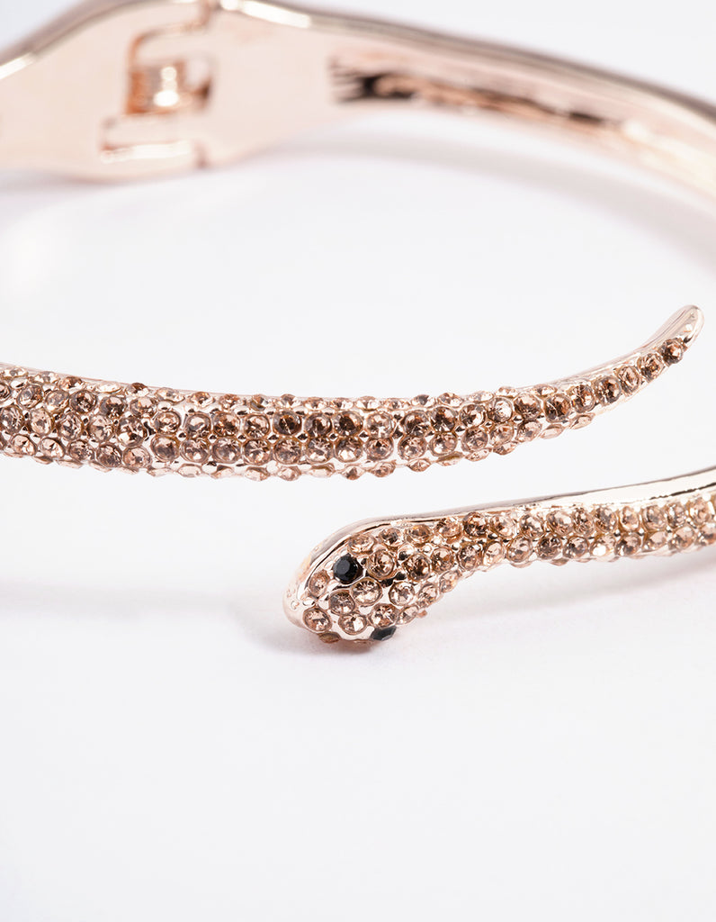 Rose Gold Diamante Snake Hinge Bracelet Lovisa - Main Image