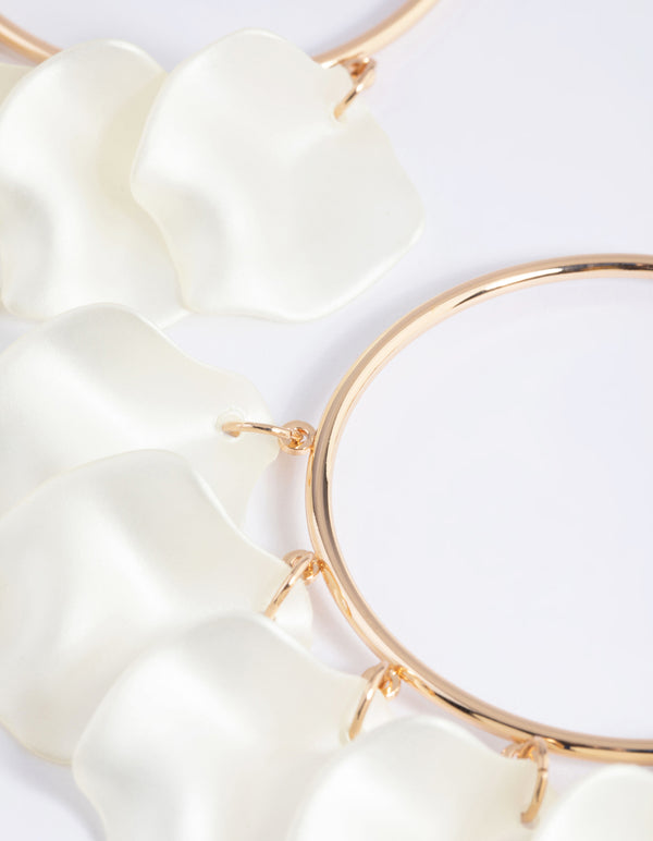 Gold Pearlised Petal Hoop Earrings
