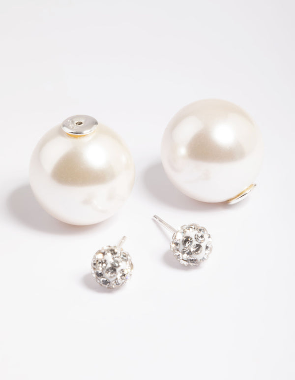 Sterling Silver Pearl Sandwich Stud Earrings