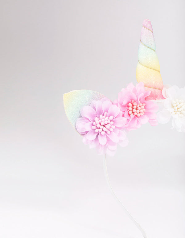 Kids Rainbow Unicorn & Flower Headband