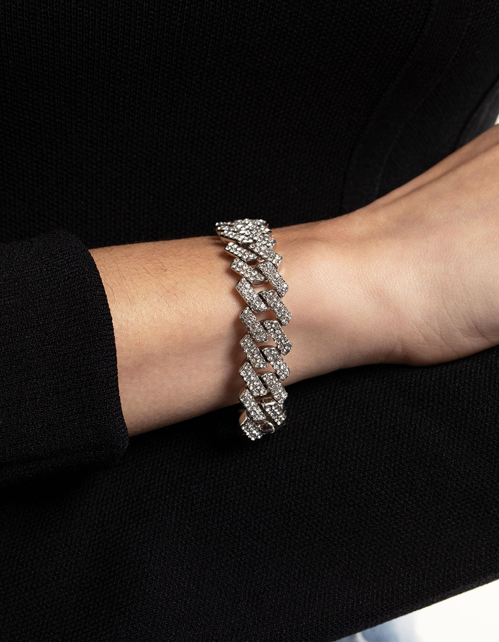 Silver Diamante Miami Chain Bracelet
