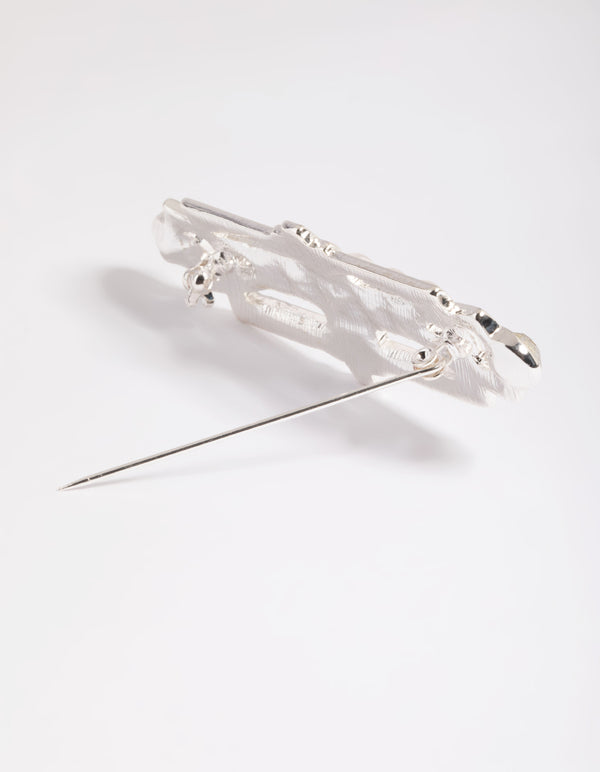 Silver Art Deco Rectangle Brooch