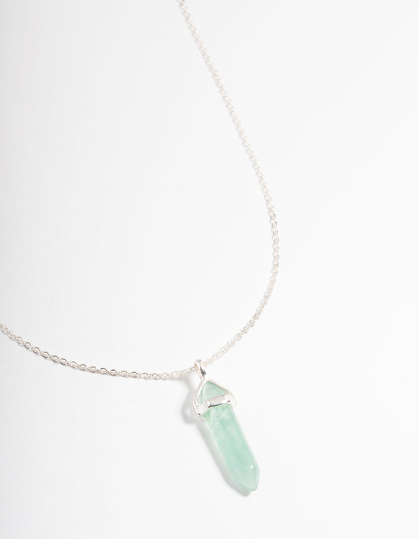 Silver Green Fluorite Shard Necklace