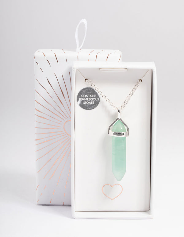 Silver Green Fluorite Shard Necklace