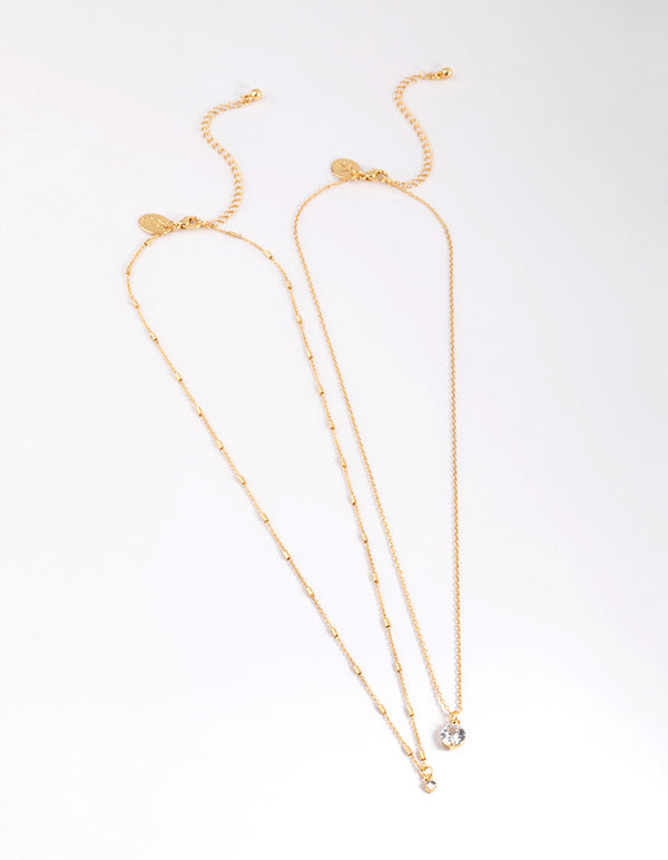 Gold Plated Delicate Cubic Zirconia Necklace Pack