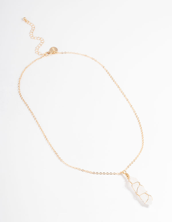 Gold Clear Quartz Wire Shard Necklace