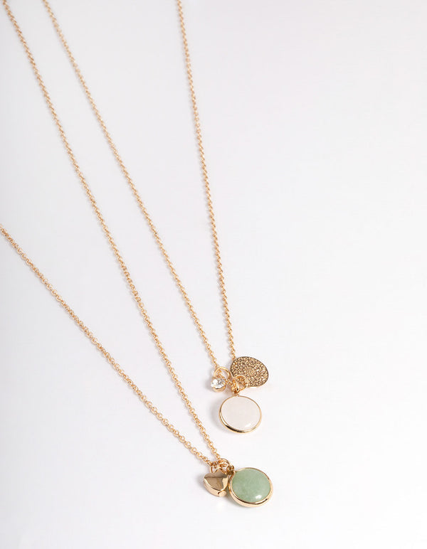 Gold Jade & Clear Quartz Necklace Pack