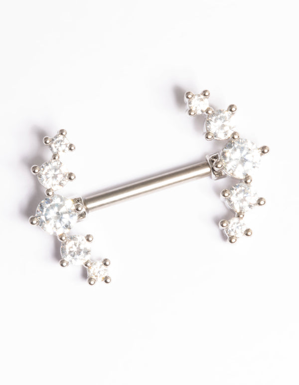 Titanium Diamante Crystal Nipple Bar