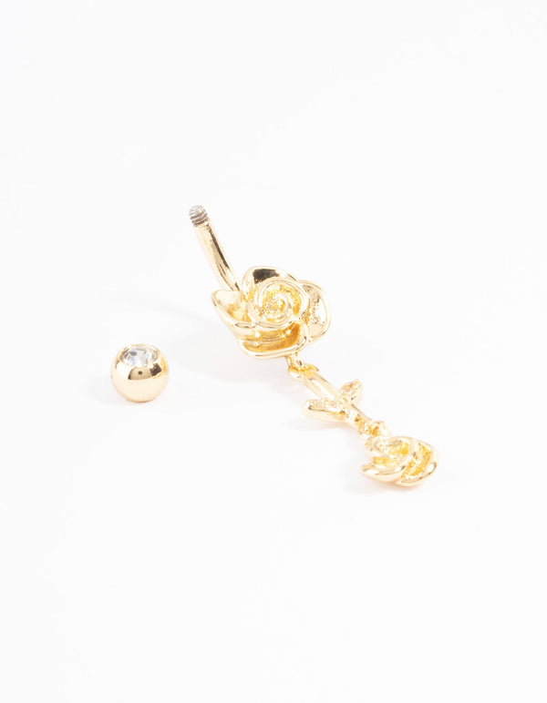 Gold PlatedTitanium Rose Drop Belly Ring