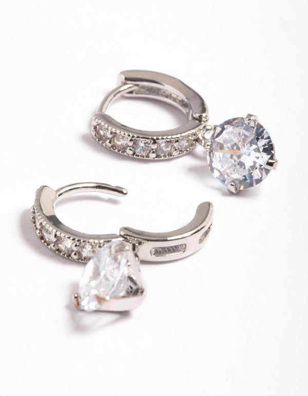 Cubic Zirconia Diamante Huggie Teardrop Earrings