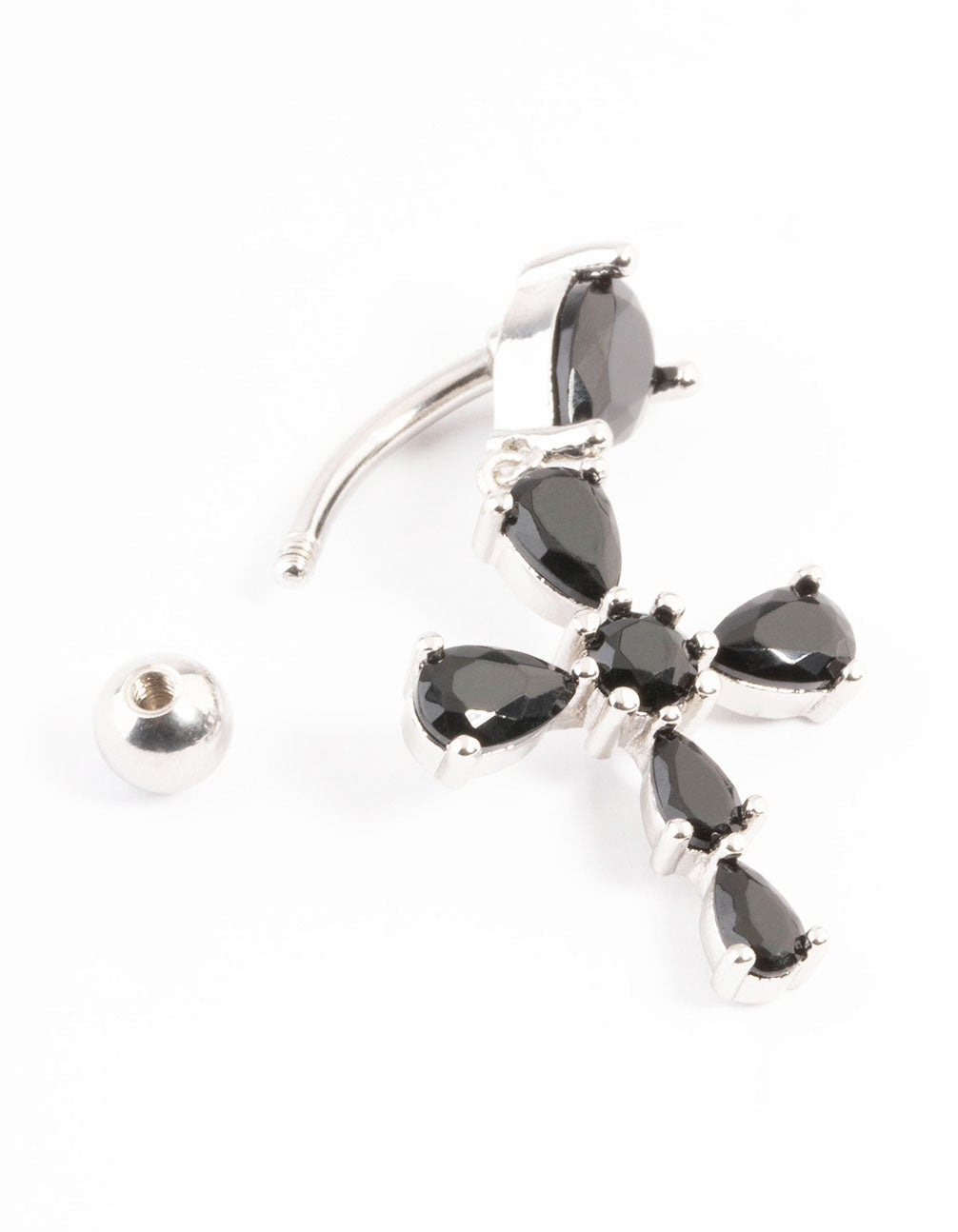 Surgical Steel Facet Cross Belly Ring