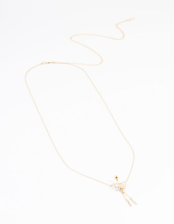 Gold Plated Surgical Steel Diamante Butterfly Belly Chain