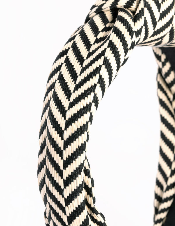 Black & White Fabric Woven Print Fabric Headband