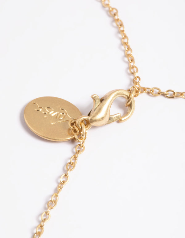 Worn Gold Mix Locket Triple Row Necklace