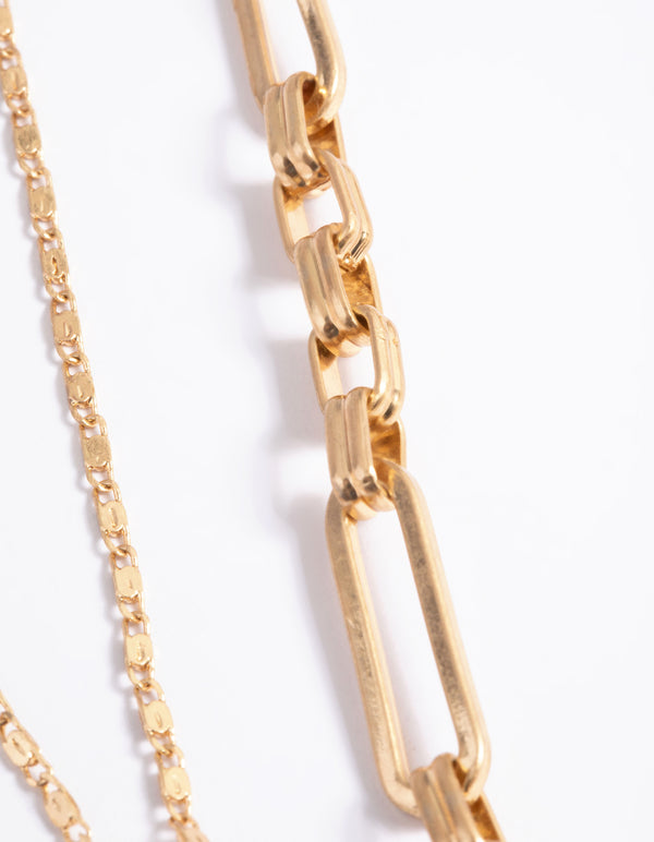 Worn Gold Multi Row Stone Coin Necklace