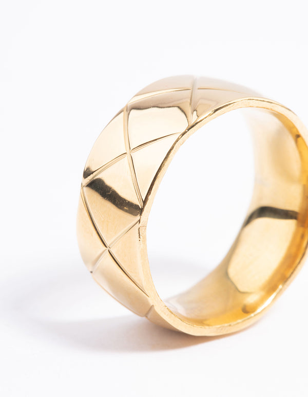 Gold Plated Stainless Steel Wide Woven Ring