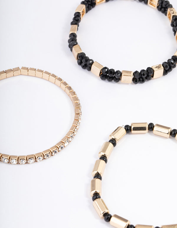 Black Mixed Tube Bead Bracelet 5-Pack