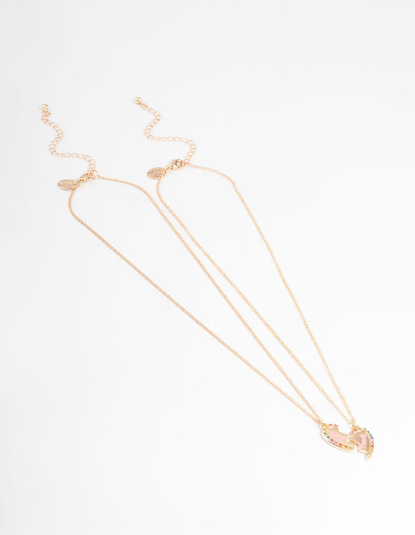 Gold Best Friend Diamante Heart Necklace Pack