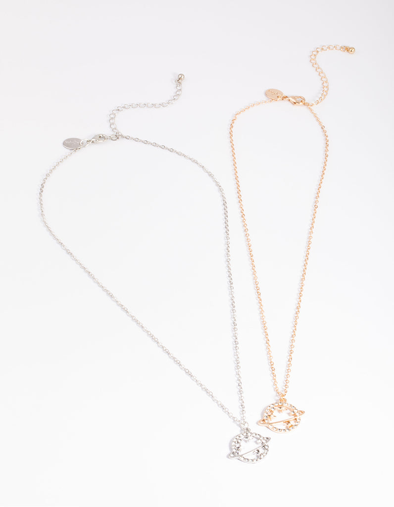 アクセサリー yasu1107 Mixed Metal Diamante Saturn Necklace Pack - Lovisa
