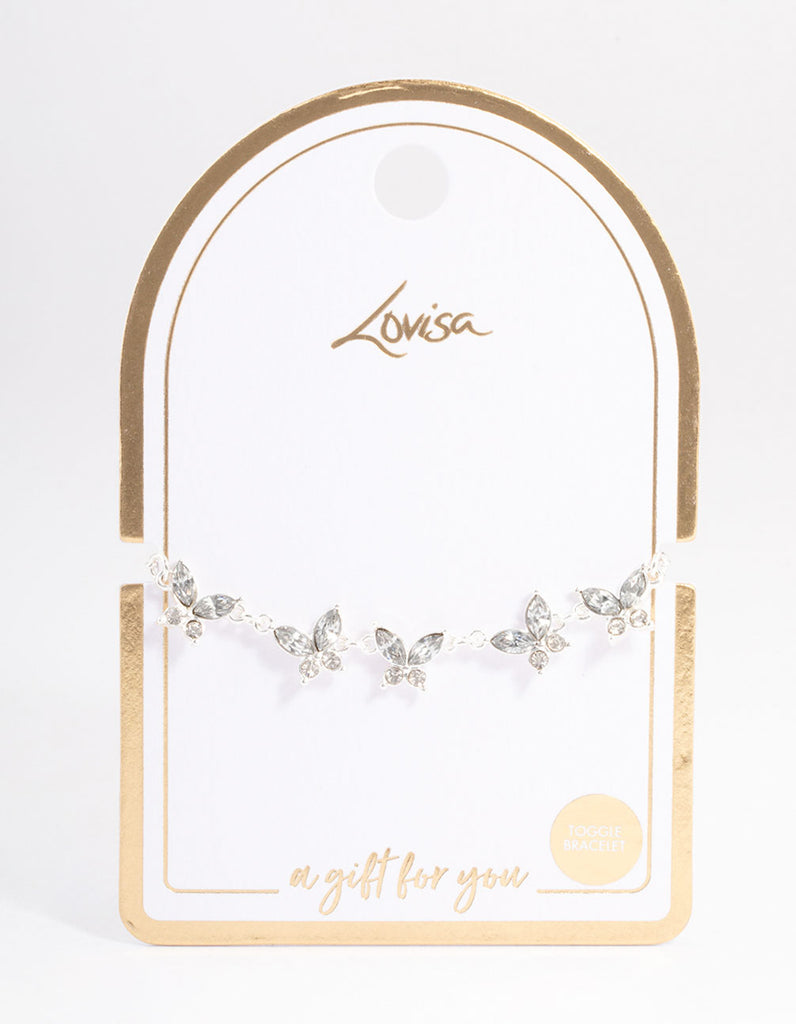Silver Diamante Butterfly Toggle Bracelet Lovisa