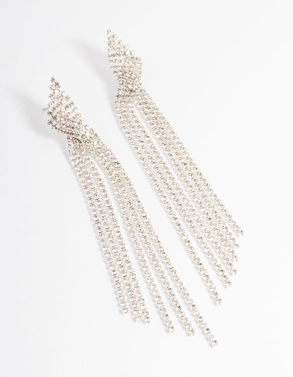 Silver Statement Strand Twist Drop Earrings