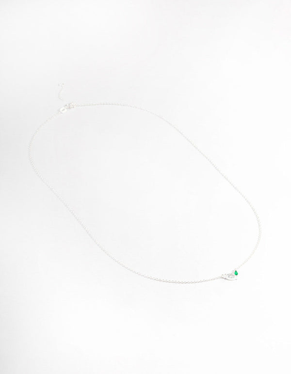 Sterling Silver Cubic Zirconia Marquise Petite Pendant Necklace