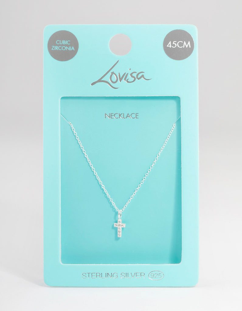 Sterling Silver Cubic Zirconia Small Cross Necklace - Lovisa