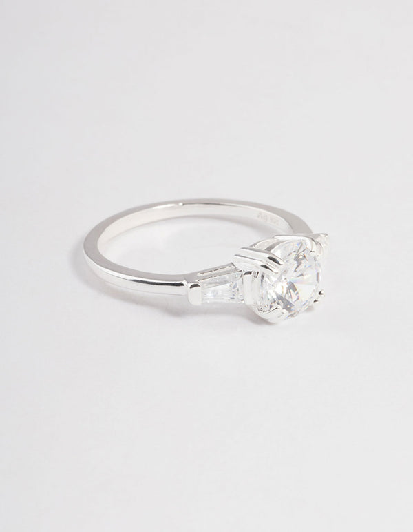 Sterling Silver Taper Engagement Ring