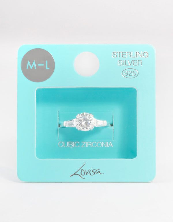 Sterling Silver Taper Engagement Ring