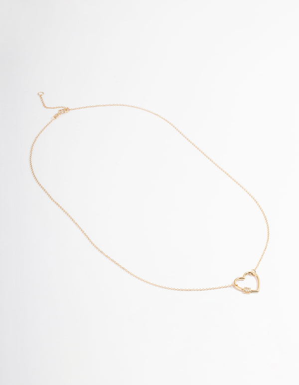 Gold Plated Sterling Silver Heart Pendant Necklace