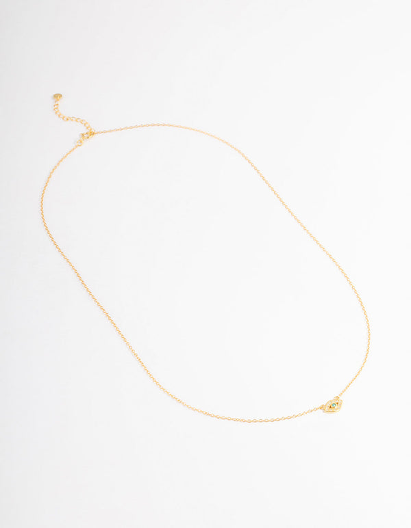 Gold Plated Sterling Silver Evil Eye Necklace