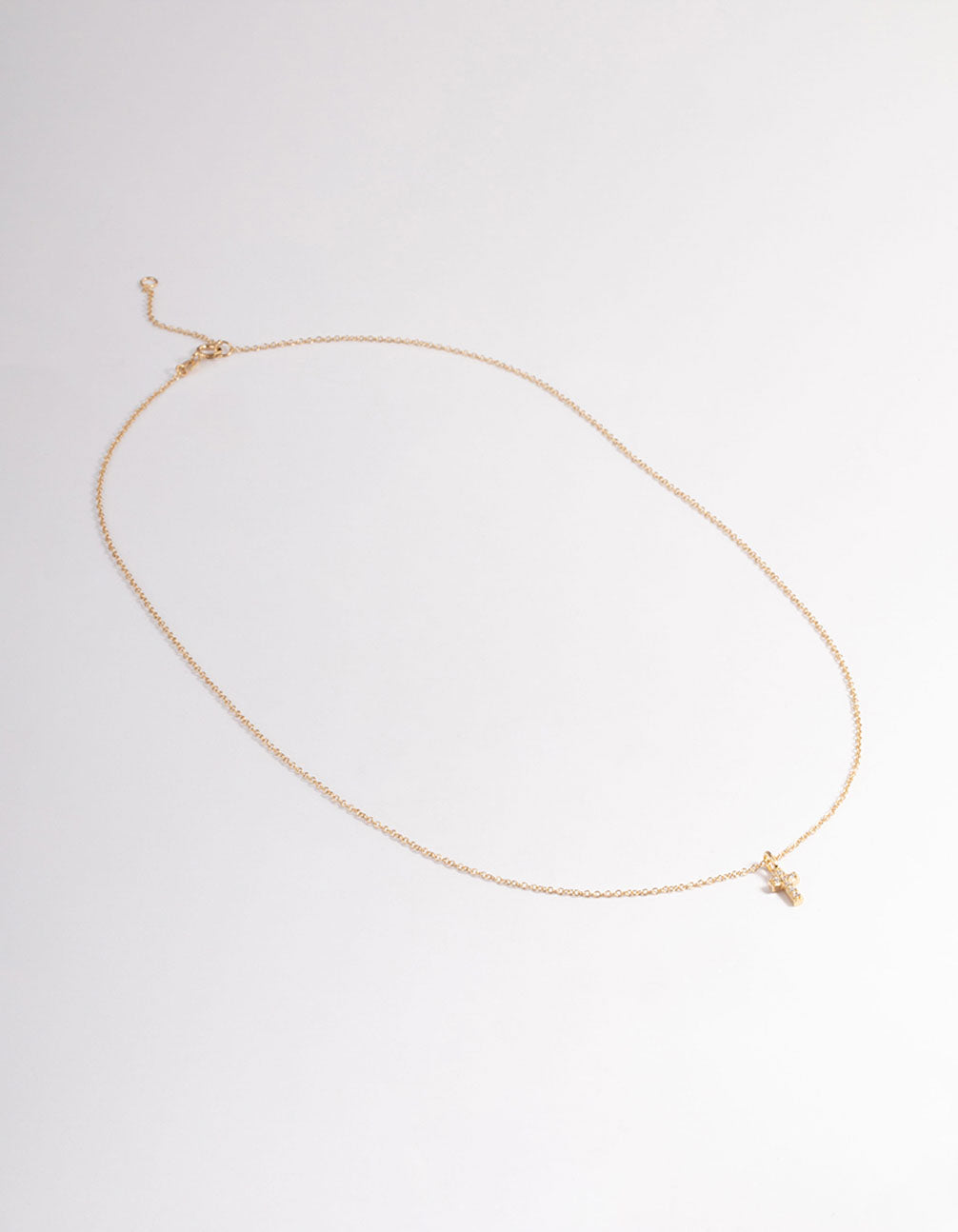 Gold Plated Sterling Silver Cubic Zirconia Small Cross Necklace